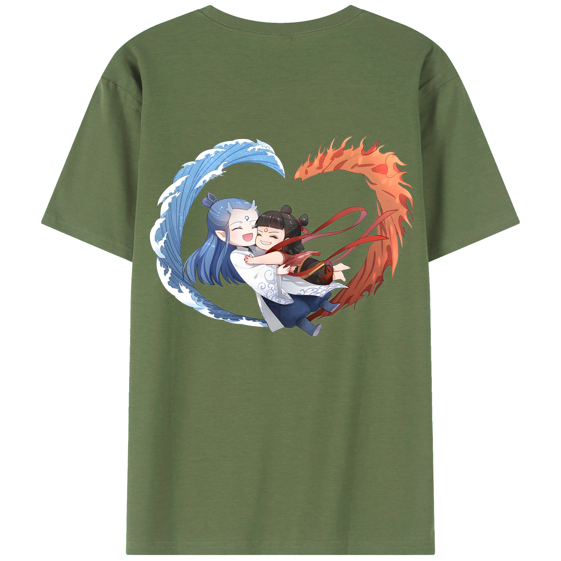 （画像用） Ne Zha 2 ナタ 魔童の大暴れ 綿100％ メンズ半袖Tシャツ（バックプリント） 通気性